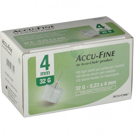 AGO PER PENNA DA INSULINA ACCU-FINE PEN NEEDLE GAUGE 32 4 MM 100 PEZZI - dottorbianchi.it