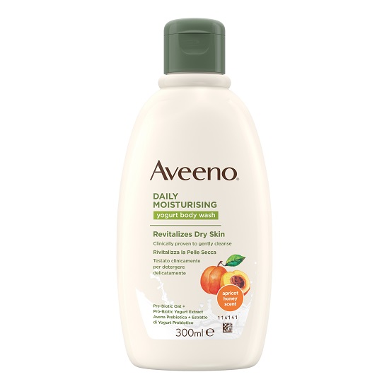 AVEENO BAGNO DOCCIA YOGURT ALBICOCCA & MIELE 300 ML - dottorbianchi.it