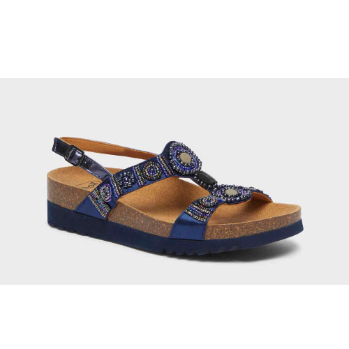 CALZATURA BOGOTA' SANDAL SATIN+BEADS+SYNTHETIC W NAVY BLUE 39 - dottorbianchi.it