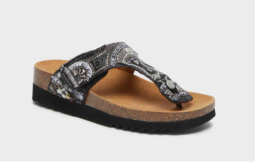 CALZATURA LISBOA FLIP-FLOP MICROFIBRE+BEADS W BLACK 35 - dottorbianchi.it
