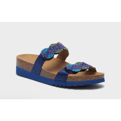 CALZATURA PALMILLA 2 STRAPS SATIN+BEADS W BLUE 38 - dottorbianchi.it