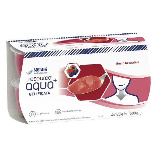 RESOURCE AQUA+ ACQUA GELIFICATA GUSTO GRANATINA 4X125G - dottorbianchi.it