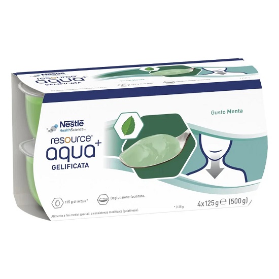 RESOURCE AQUA+ ACQUA GELIFICATA GUSTO MENTA 4X125G - dottorbianchi.it