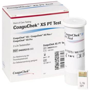 STRISCE REATTIVE PER APPARECCHIO AUTODIAGNOSTICO COAGUCHEK XS PT TEST 2X24 PEZZI - dottorbianchi.it