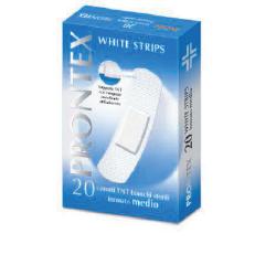 CEROTTO PRONTEX WHITE STRIPS IN TESSUTO NON TESSUTO BIANCO STERILE SCATOLA 20 CEROTTI MEDI - dottorbianchi.it