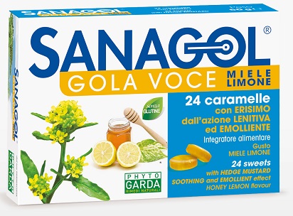 SANAGOL GOLA VOCE MIELE LIMONE 24 CARAMELLE - dottorbianchi.it