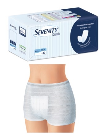 PANNOLONE PER INCONTINENZA FORMATO RETTANGOLARE CON BARRIERA SERENITY 30 PEZZI - dottorbianchi.it
