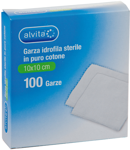 GARZA IDROFILA IN PURO COTONE ALVITA 10X10CM 100 PEZZI - dottorbianchi.it