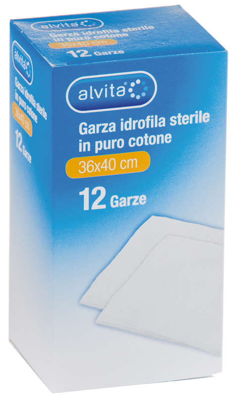 GARZA IDROFILA IN PURO COTONE ALVITA 36X40CM 12 PEZZI - dottorbianchi.it