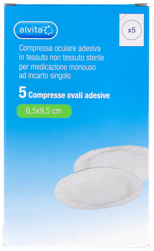 COMPRESSA OCULARE AUTOADESIVA ALVITA TNT OVALI 6,5X9,5CM 5 PEZZI - dottorbianchi.it
