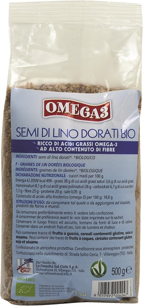 FSC OMEGA3 SEMI DI LINO DORATI BIO AD ALTO CONTENUTO DI FIBRA 500 G - dottorbianchi.it