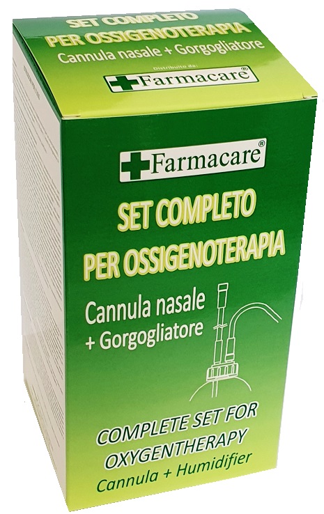 SET PER OSSIGENOTERAPIA CON SOSTEGNO A OCCHIALE MUNITO DI TUBO DI COLLEGAMENTO FLESSIBILE ANTIOTTURAMENTO ED UN GORGOGLIATORE PER UMIDUFUCAZIONE - dottorbianchi.it