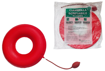 CIAMBELLA GONFIABILE PER INVALIDI IN GOMMA ROSSA TEAM DELUXE CON POMPA 43CM DIAMETRO - dottorbianchi.it