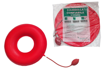 CIAMBELLA GONFIABILE PER INVALIDI IN GOMMA ROSSA TEAM DELUXE CON POMPA 45CM DIAMETRO - dottorbianchi.it
