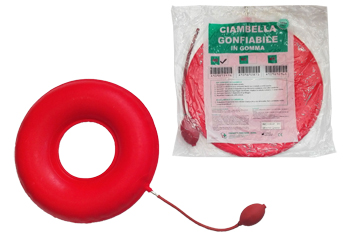 CIAMBELLA GONFIABILE PER INVALIDI IN GOMMA ROSSA TEAM DELUXE CON POMPA 40CM DIAMETRO - dottorbianchi.it