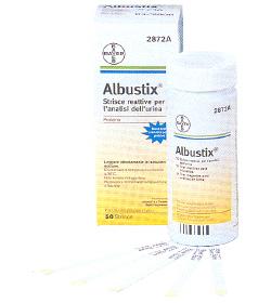 STRISCIA REATTIVA ALBUSTIX PER RICERCA DELLE PROTEINE NELLE URINE 50 PEZZI CODICE ARTICOLO 2872C - dottorbianchi.it