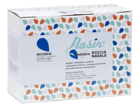 NASIR LAVAGGIO NASALE SOLUZIONE FISIOLOGICA ISOTONICA STERILE SCATOLA CON 4 SACCHE 500ML 4 BLISTER 1 VENTOSA - dottorbianchi.it