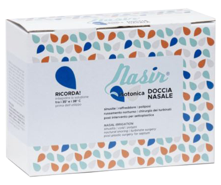 NASIR DOCCIA NASALE CON SOLUZIONE FISIOLOGICA ISOTONICA 10 SACCHE 250 ML + 1 BLISTER - dottorbianchi.it