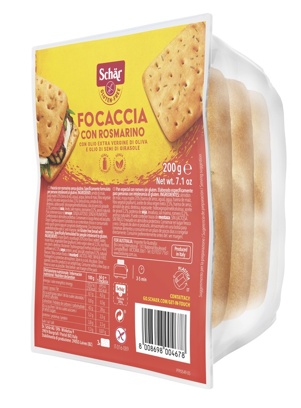 SCHAR FOCACCIA CON ROSMARINO SENZA LATTOSIO 200 G - dottorbianchi.it
