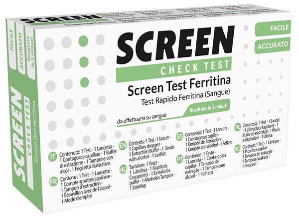 TEST RAPIDO PER L'INDIVIDUAZIONE DI FERRITINA NEL SANGUE PER L'ANEMIA DA CARENZA DI FERRO SCREEN CHECK TEST ANEMIA/FERRITINA - dottorbianchi.it