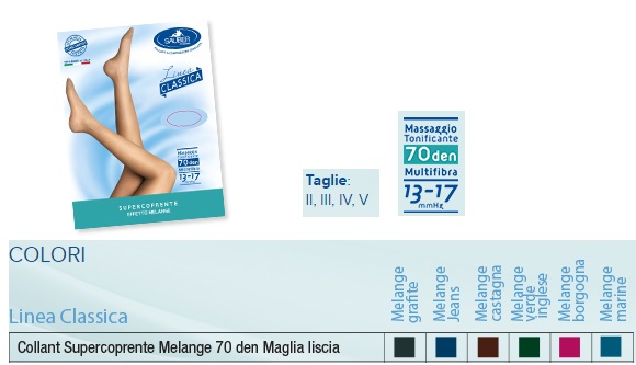SAUBER COLLANT 70 DENARI SUPER COPRENTE MAGLIA LISCIA MELANGE GRAFITE 2 LINEA CLASSICA - dottorbianchi.it