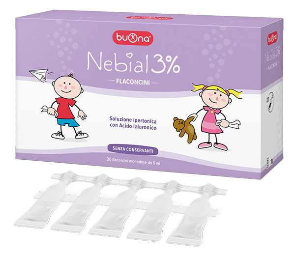 NEBIAL FLACONCINI SOLUZIONE SALINA IPERTONICA DI SODIO CLORURO AL 3% CON ACIDO IALURONICO 20X5 ML - dottorbianchi.it