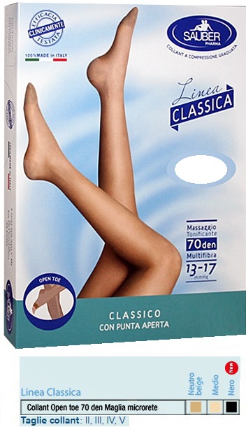 SAUBER COLLANT OPEN TOE MAGLIA MICRORETE 70 DEN COLORE NEUTRO BEIGE 4 LINEA CLASSICA - dottorbianchi.it