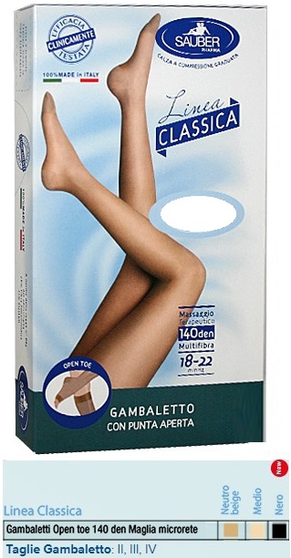 SAUBER GAMBALETTO OPEN TOE MAGLIA MICRORETE 140 DEN COLORE NEUTRO BEIGE TAGLIA 2 LINEA CLASSICA - dottorbianchi.it