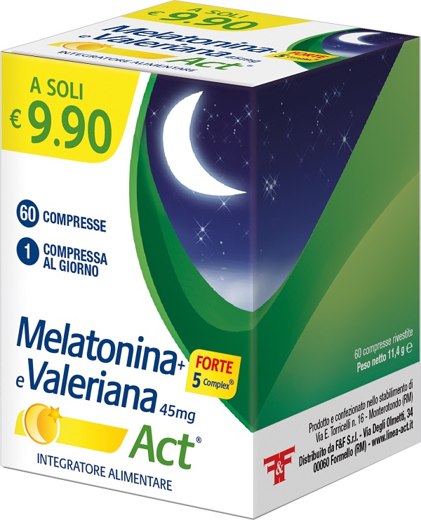 MELATONINA ACT 1MG + VALERIANA + 5 FORTE COMPLEX 60 COMPRESSE - dottorbianchi.it