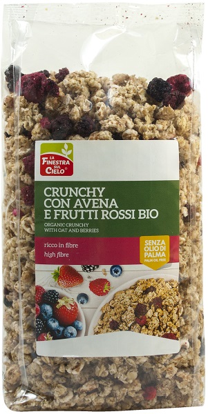FSC CRUNCHY CON AVENA E FRUTTI ROSSI BIO AD ALTO CONTENUTO DI FIBRE CON OLIO DI GIRASOLE SENZA OLIO DI PALMA 375 G - dottorbianchi.it