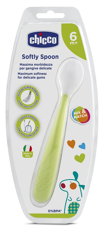 CHICCO CUCCHIAIO MORBIDO SILICONE 6M+ VERDE UP - dottorbianchi.it