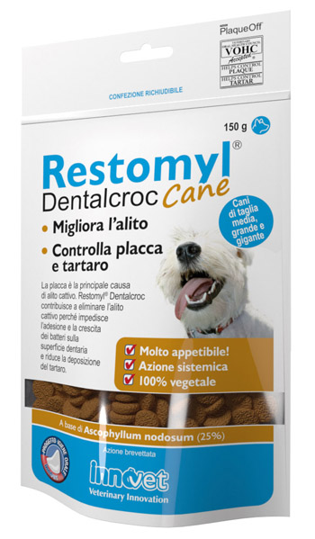 RESTOMYL DENTALCROC CANI TAGLIA MEDIA GRANDE E GIGANTE BUSTA 150 G - dottorbianchi.it