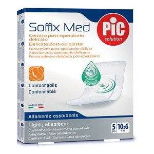 CEROTTO PIC SOFFIX MED IN TNT CON TAMPONE CENTRALE ASSORBENTE STERILE MONOUSO 10X6 CM ANTIBATTERICO 5 PEZZI - dottorbianchi.it