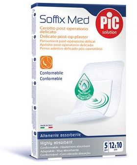 CEROTTO PIC SOFFIX MED IN TNT CON TAMPONE CENTRALE ASSORBENTE STERILE MONOUSO 10X12 CM ANTIBATTERICO 5 PEZZI - dottorbianchi.it