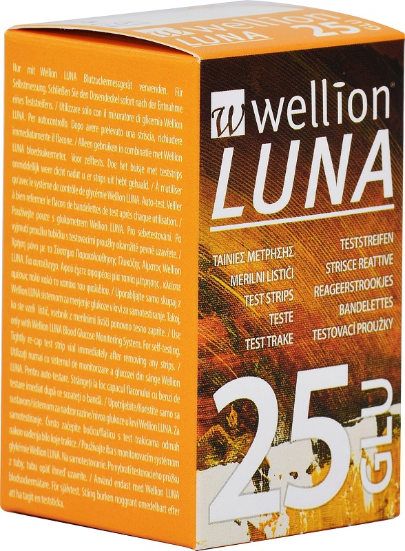 WELLION LUNA 25 STRIPS STRISCE PER MISURAZIONE GLICEMIA - dottorbianchi.it