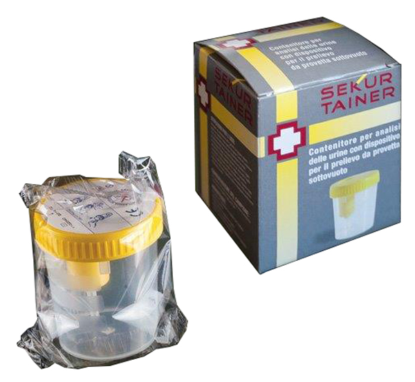CONTENITORE PER URINA SEKUR TRAINER CON TAPPO A VITE E SONDA PER PRELIEVO DA PROVETTA SOTTOVUOTO 120ML - dottorbianchi.it
