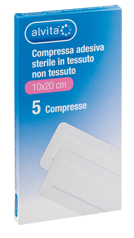 ALVITA GARZA COMPRESSA AUTOADESIVA IN TNT 10X20CM 5 PEZZI - dottorbianchi.it