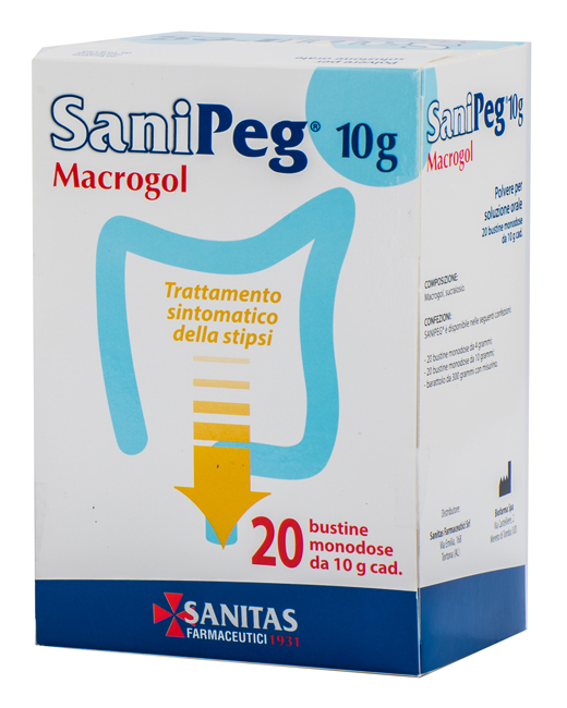 SANIPEG MACROGOL POLVERE PER SOLUZIONE ORALE 20 BUSTE DA 10 G - dottorbianchi.it