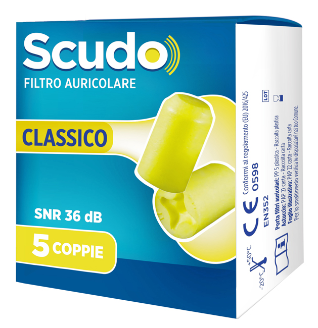 SCUDO FILTRO AURICOLARE CLASSICO SNR 36 DB 7-12MM 5 PAIA - dottorbianchi.it