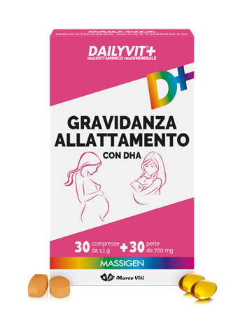 DAILYVIT+ GRAVIDANZA ALLATTAMENTO CON DHA MULTIVITAMINICO E MULTIMINERALE 30 COMPRESSE + 30 PERLE - dottorbianchi.it