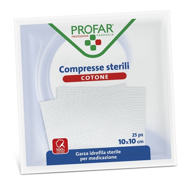 GARZA IN COTONE PROFAR COMPRESSA 10 X 10 CM 25 PEZZI - dottorbianchi.it