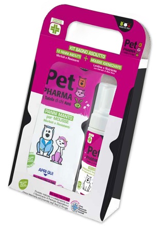 PET IN PHARMA KIT BAGNO ASCIUTTO 12 PANNI + 1 MOUSSE IGIENIZZANTE - dottorbianchi.it