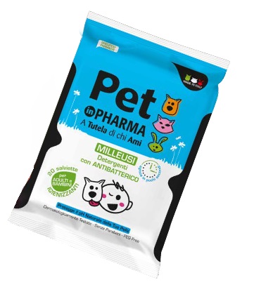 PET IN PHARMA SALVIETTE UMIDIFICATE IGIENIZZANTI CON ANTIBATTERICO PER ADULTI E BAMBINI 20 PEZZI - dottorbianchi.it