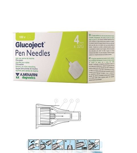 AGO PER PENNA DA INSULINA GLUCOJECT LUNGHEZZA 4 MM GAUGE 32 100 PEZZI - dottorbianchi.it