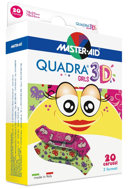 CEROTTO MASTER-AID QUADRA 3D GIRLS 20 PEZZI ASSORTITI - dottorbianchi.it