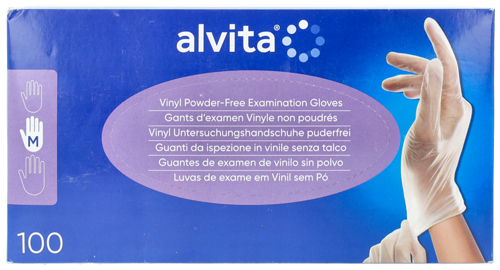 GUANTI DA ISPEZIONE ALVITA IN VINILE SENZA TALCO M 100 PEZZI - dottorbianchi.it