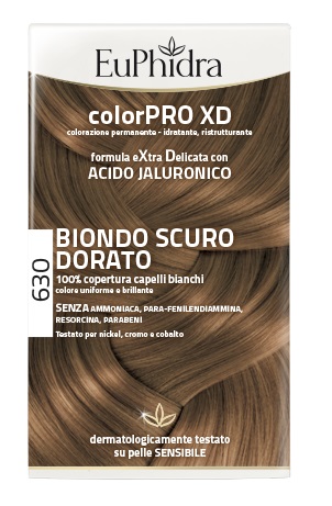 EUPHIDRA COLORPRO XD 630 BIONDO SCURO DORATO GEL COLORANTE CAPELLI IN FLACONE + ATTIVANTE + BALSAMO + GUANTI - dottorbianchi.it