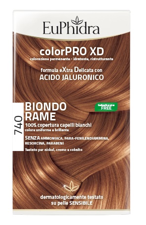 EUPHIDRA COLORPRO XD 740 BIONDO RAME GEL COLORANTE CAPELLI IN FLACONE + ATTIVANTE + BALSAMO + GUANTI - dottorbianchi.it