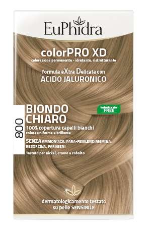 EUPHIDRA COLORPRO XD 800 BIONDO CHIARO GEL COLORANTE CAPELLI IN FLACONE + ATTIVANTE + BALSAMO + GUANTI - dottorbianchi.it
