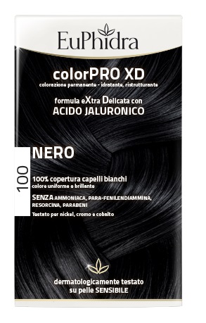 EUPHIDRA COLORPRO XD 100 NERO GEL COLORANTE CAPELLI IN FLACONE + ATTIVANTE + BALSAMO + GUANTI - dottorbianchi.it